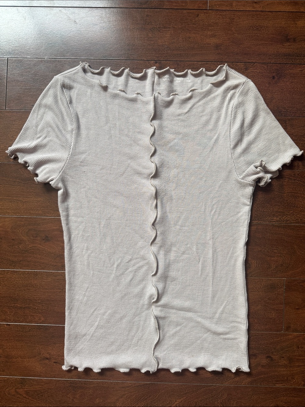 Women's Abercrombie & Fitch Ruffle-Edge Short Sleeve Top - Light Tan